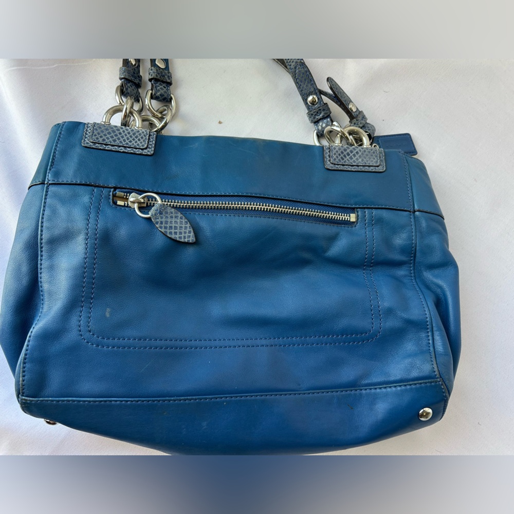 Coach Penelope Blue pebbled Leather Handbag/shoulder bag - Picture 3 of 9